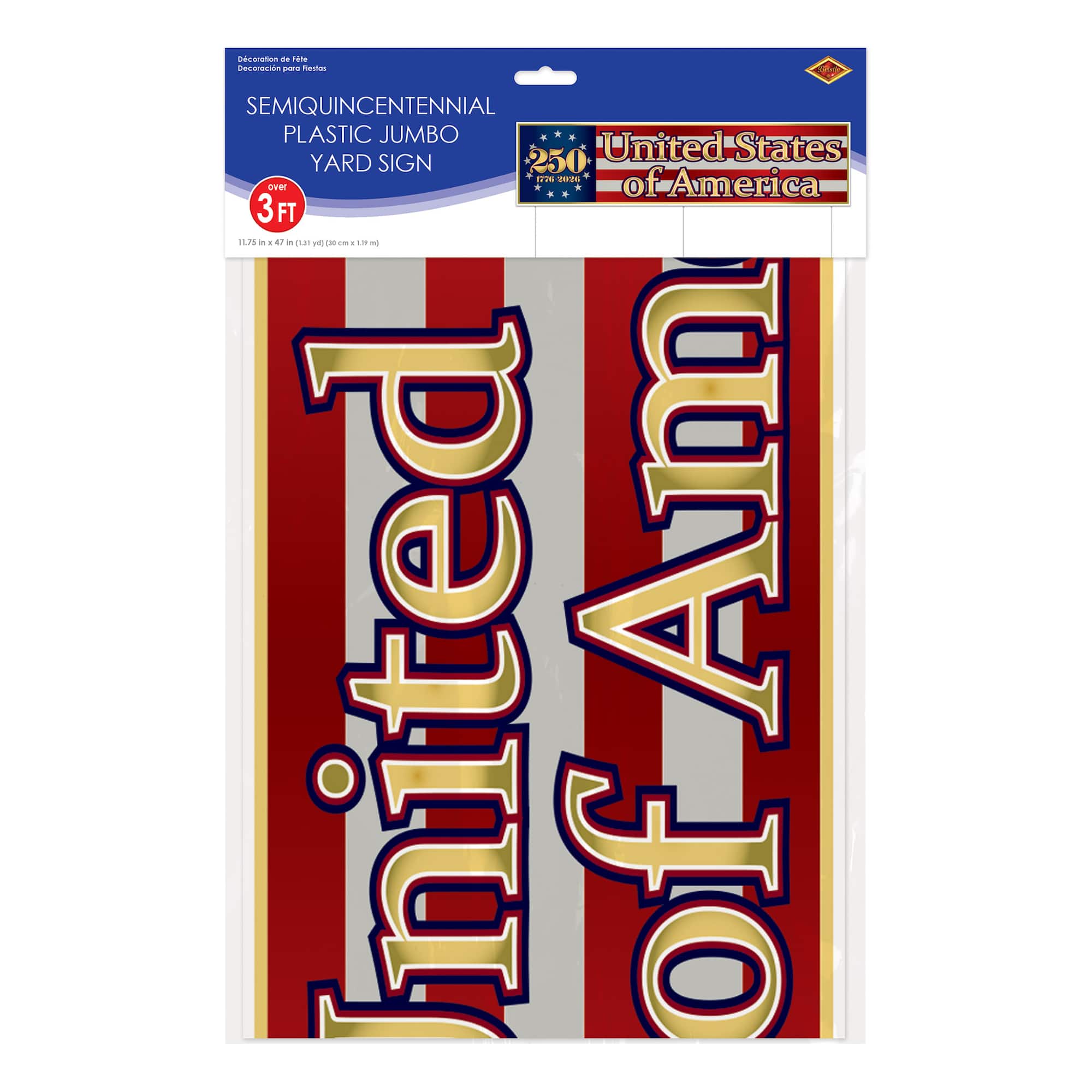 Beistle 11.75" x 47" Plastic Jumbo Semiquincentennial Yard Sign